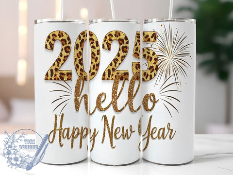 Happy New Year 2025 Celebration Tumbler, New Year Tumbler, Happy New Year Design, 2025 Celebration, 20oz Wrap, Holiday Drinkware, New Year's Gift, Sublimation Art Sublimation ToriDesigns 