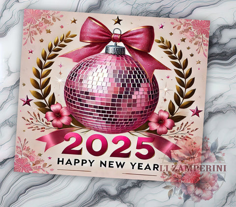 Happy New Year 2025 Coquette Bow 20oz Tumbler Wrap, Happy New Year, Coquette Bow, 2025 Tumbler, 20oz Tumbler, Sublimation Wrap, Holiday Decor, New Year Gift Sublimation Li Zamperini 