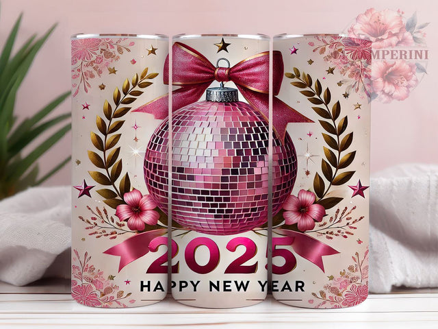 Happy New Year 2025 Coquette Bow 20oz Tumbler Wrap, Happy New Year, Coquette Bow, 2025 Tumbler, 20oz Tumbler, Sublimation Wrap, Holiday Decor, New Year Gift Sublimation Li Zamperini 