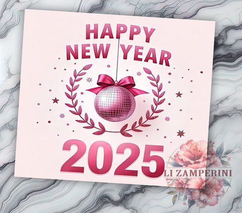 Happy New Year 2025 Coquette Bow 20oz Tumbler Wrap, Happy New Year, Coquette Bow, 2025 Tumbler, 20oz Tumbler, Sublimation Wrap, Holiday Decor, New Year Gift Sublimation Li Zamperini 