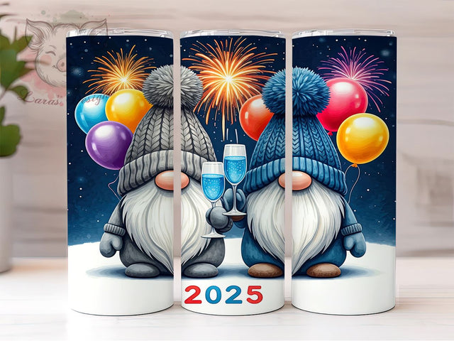 Happy New Year 2025 Gnome 20oz Tumbler Wrap, New Year Gnome, Happy New Year, 2025 Tumbler, 20oz Tumbler, Sublimation Wrap, Holiday Decor, Custom Tumbler Sublimation Lara' s Designs 