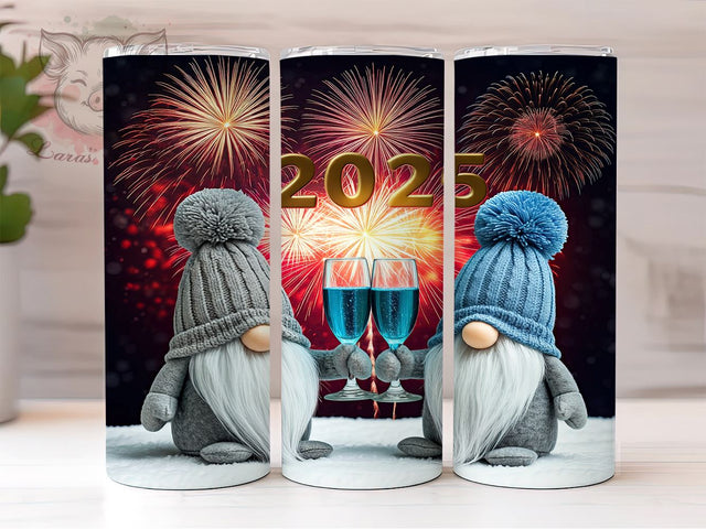 Happy New Year 2025 Gnome 20oz Tumbler Wrap, New Year Gnome, Happy New Year, 2025 Tumbler, 20oz Tumbler, Sublimation Wrap, Holiday Decor, Custom Tumbler Sublimation Lara' s Designs 