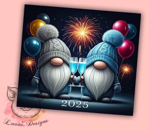 Happy New Year 2025 Gnome 20oz Tumbler Wrap, New Year Gnome, Happy New Year, 2025 Tumbler, 20oz Tumbler, Sublimation Wrap, Holiday Decor, Custom Tumbler Sublimation Lara' s Designs 