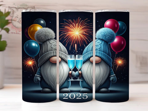 Happy New Year 2025 Gnome 20oz Tumbler Wrap, New Year Gnome, Happy New Year, 2025 Tumbler, 20oz Tumbler, Sublimation Wrap, Holiday Decor, Custom Tumbler Sublimation Lara' s Designs 