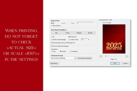 Happy New Year 2025 Greeting Card Printable PDF & JPG Digital Download | Elegant Red Color and Gold Glitter Design Sublimation AnnaViolet_store 