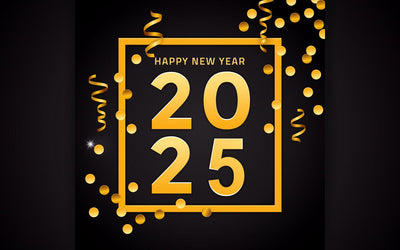 Happy New Year 2025. Realistic 3d number with falling confetti on dark background SVG naemmiah021 