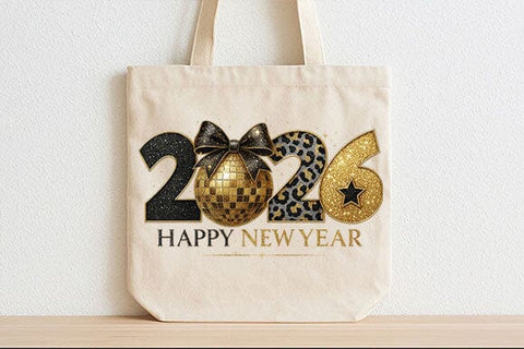 Happy New Year 2026 PNG Gold Leopard Glitter New Year Design SVG BillahCrafts 