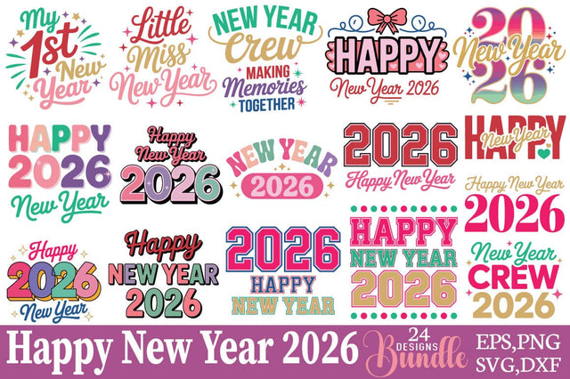 Happy New Year 2026 Svg Bundle SVG Angelina750 