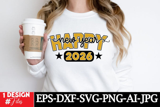 Happy New Year 2026 SVG Cut file, New Year Sublimation PNG, New Year T-shirt Design SVG Insomnia Std 