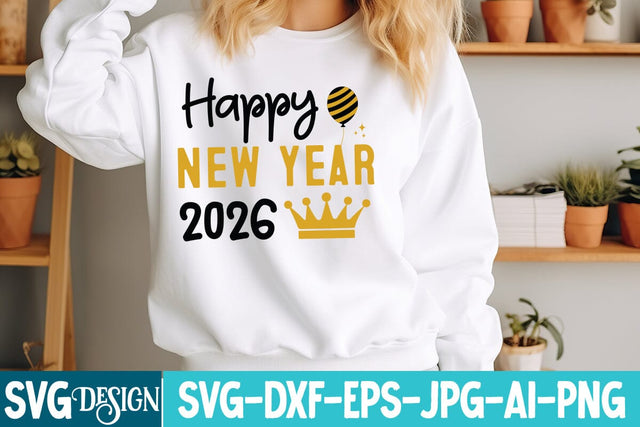 Happy New Year 2026 SVG Design,New Year SVG Cut File,New Year Svg Design,new Year 2026 svg ,Happy New Year 2026 SVG Design SVG BlackCatsMedia 