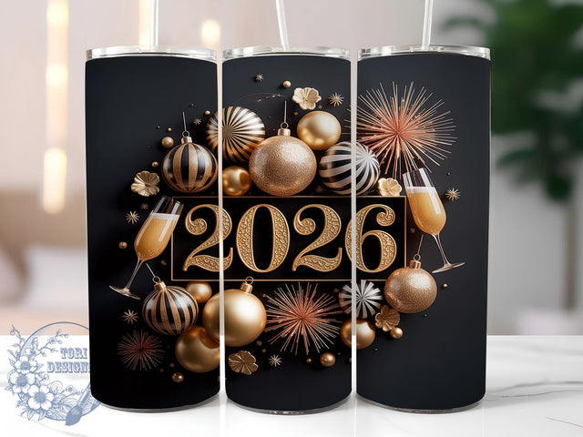 Happy New Year 2026 Tumbler Wrap, Festive Tumbler Wrap, Happy New Year 2026, 20oz Skinny Tumbler, Sublimation Download, Nye Party Design, New Year Png Sublimation ToriDesigns 