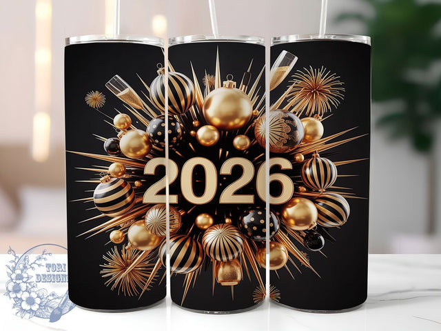 Happy New Year 2026 Tumbler Wrap, Festive Tumbler Wrap, Happy New Year 2026, 20oz Skinny Tumbler, Sublimation Download, Nye Party Design, New Year Png Sublimation ToriDesigns 