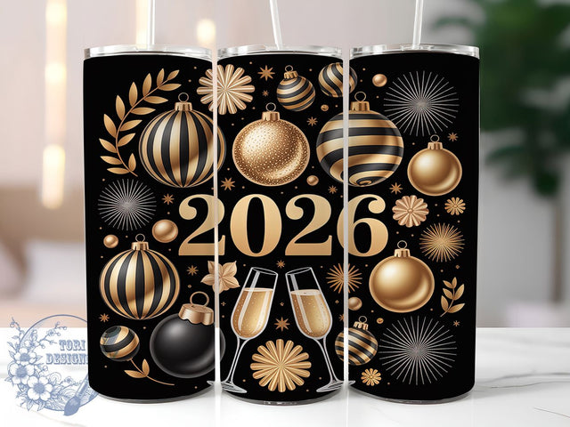 Happy New Year 2026 Tumbler Wrap, Festive Tumbler Wrap, Happy New Year 2026, 20oz Skinny Tumbler, Sublimation Download, Nye Party Design, New Year Png Sublimation ToriDesigns 