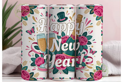 Happy New Year 20oz Tumbler Wrap Sublimation PixelChick 
