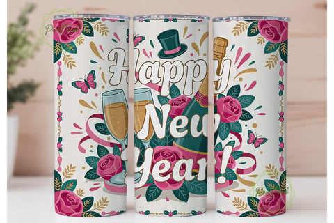 Happy New Year 20oz Tumbler Wrap Sublimation PixelChick 