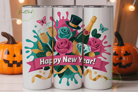 Happy New Year 20oz Tumbler Wrap Sublimation PixelChick 