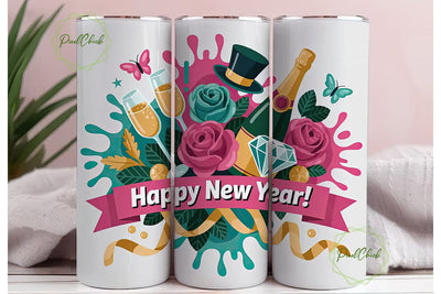 Happy New Year 20oz Tumbler Wrap Sublimation PixelChick 
