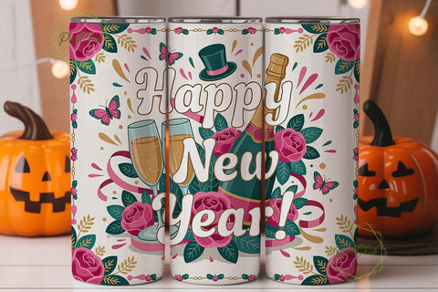 Happy New Year 20oz Tumbler Wrap Sublimation PixelChick 