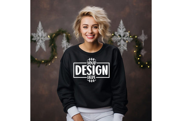 Happy New Year Black Sweatshirt Mockup Mock Up Photo Craftlabsvg24 