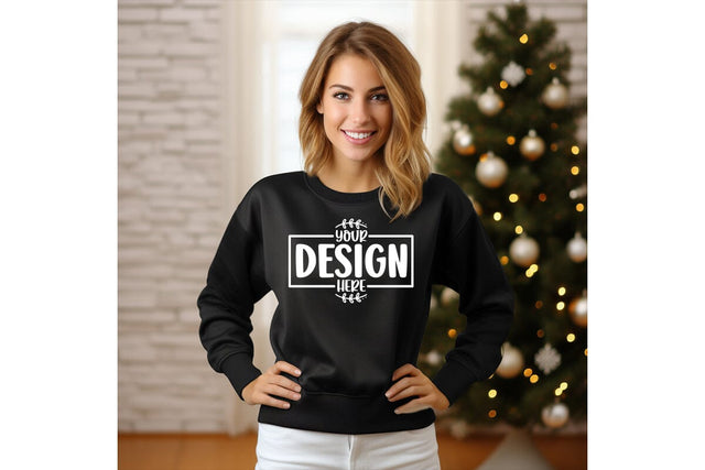 Happy New Year Black Sweatshirt Mockup Mock Up Photo Craftlabsvg24 