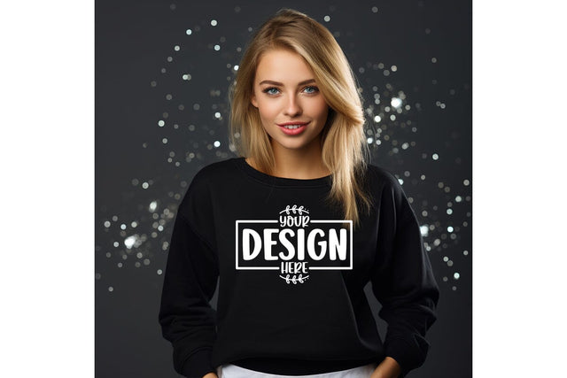 Happy New Year Black Sweatshirt Mockups Mock Up Photo Craftlabsvg24 