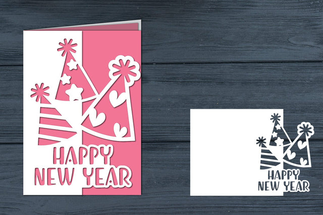 Happy New Year Card , Happy New Year Papercut SVG zafrans studio 