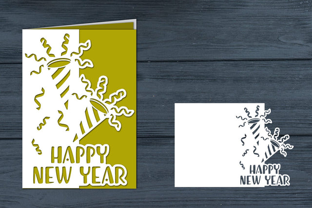 Happy New Year Card , Happy New Year Papercut SVG zafrans studio 