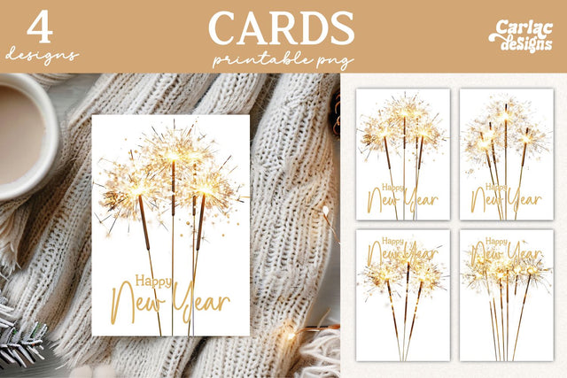 Happy New Year Cards, New Year Printable Cards Sublimation Carla C Designs 