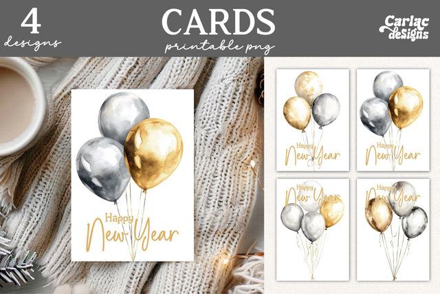 Happy New Year Cards, New Year Printable Cards Sublimation Carla C Designs 