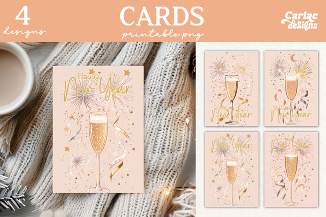 Happy New Year Cards, New Year Printable Cards Sublimation Carla C Designs 