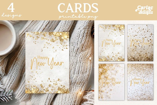 Happy New Year Cards, New Year Printable Cards Sublimation Carla C Designs 