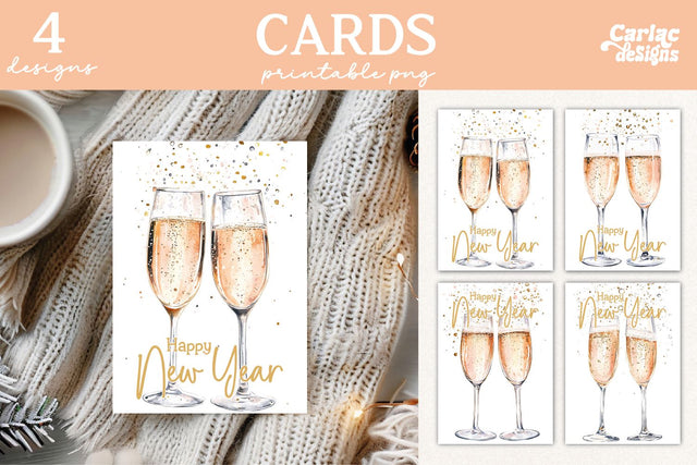 Happy New Year Cards, New Year Printable Cards Sublimation Carla C Designs 