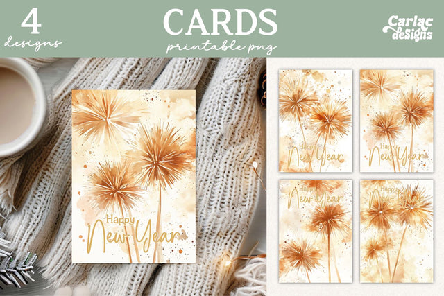 Happy New Year Cards, New Year Printable Cards Sublimation Carla C Designs 