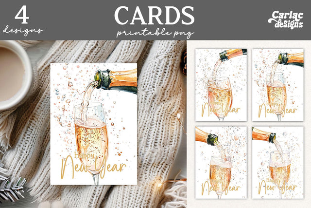 Happy New Year Cards, New Year Printable Cards Sublimation Carla C Designs 