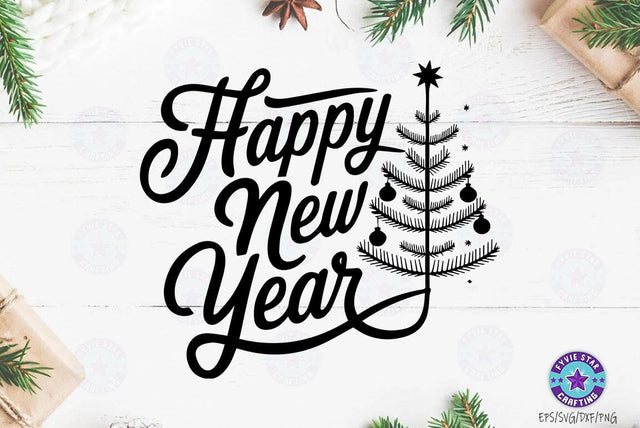 Happy new year, Christmas Quote SVG Design, Christmas Sublimation T-shirt SVG FiveStarCrafting 