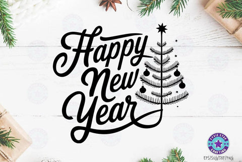 Happy new year, Christmas Quote SVG Design, Christmas Sublimation T-shirt SVG FiveStarCrafting 