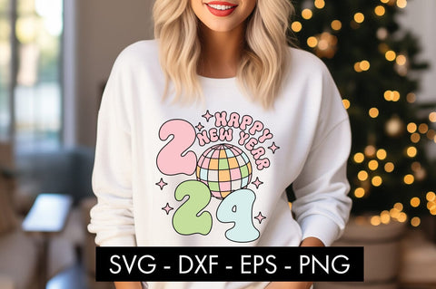 Happy New Year Disco ball SVG Cut File SVG Freeling Design House 