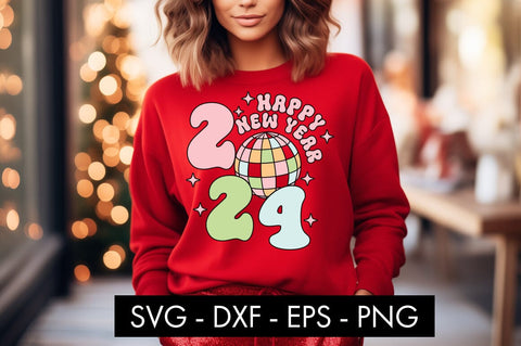 Happy New Year Disco ball SVG Cut File SVG Freeling Design House 