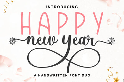 Happy New Year Font Duo Font Rotterlab studio 