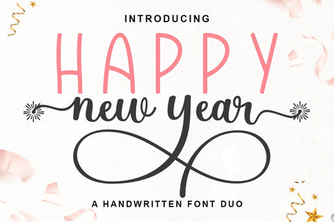 Happy New Year Font Duo Font Rotterlab studio 