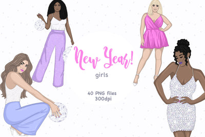 Happy New Year Girls | Best Friends Clipart SVG GlamArtZhanna 