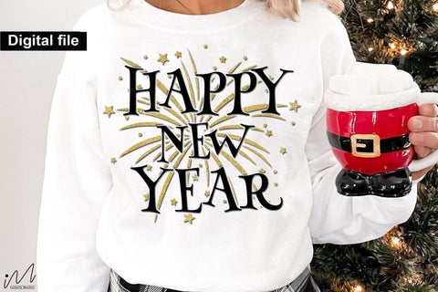 Happy new year glitter png, New year t shirt, Funny New year cut files, New year gift shirt, New Years Party, Cosy Season SVG Isabella Machell 