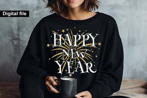 Happy new year glitter png, New year t shirt, Funny New year cut files, New year gift shirt, New Years Party, Cosy Season SVG Isabella Machell 