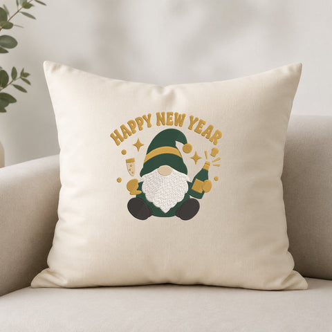 Happy New Year Gnome Embroidery Design – Cute Champagne Gnome Holiday Celebration Machine Embroidery File Embroidery/Applique DESIGNS PatternFeed8 