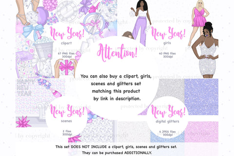 Happy New Year Pattern | Balloons Digital Paper Digital Pattern GlamArtZhanna 