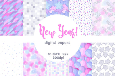 Happy New Year Pattern | Balloons Digital Paper Digital Pattern GlamArtZhanna 