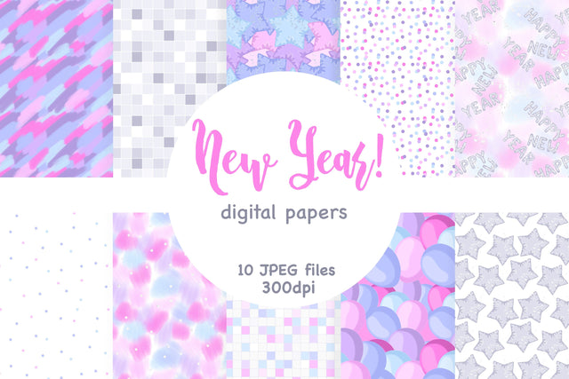 Happy New Year Pattern | Balloons Digital Paper Digital Pattern GlamArtZhanna 