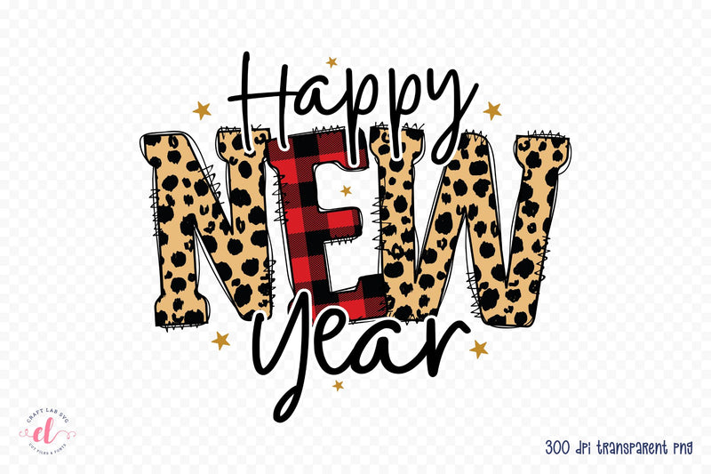 Happy New Year PNG Sublimation Design Sublimation CraftLabSVG 
