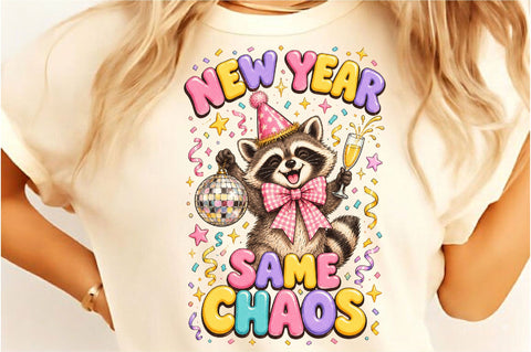Happy New Year Raccoon Sublimation PNG Sublimation SVGista 