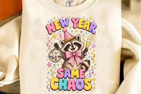 Happy New Year Raccoon Sublimation PNG Sublimation SVGista 
